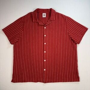 Dandy Del Mar The Palma Shirt Men 3XL Garam Red Brown Stripe Pocket Woven Resort